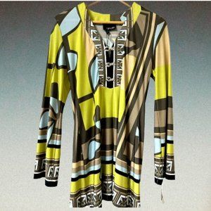 NWT Analili V-Neck Women's Top Blouse Hook & Eye Closure